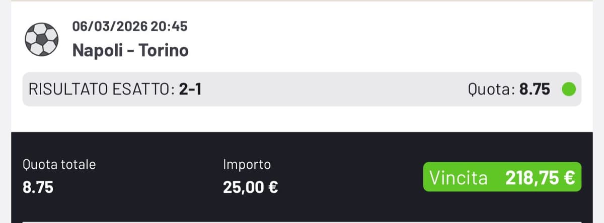 Spaccabolla - Screenshot raddoppio vincente Serie A